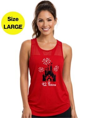 3/for $15 🍒 Disney Castle-Themed Red Lightweight Tank Top (Women’s Size Large)